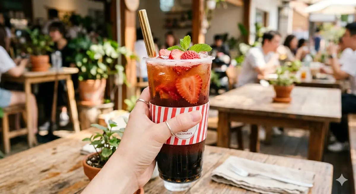 Strawberry Black Tea with Boba